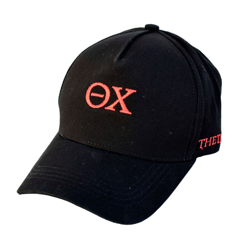 Theta Chi Baseball Cap- Brushed Cotton 5-Panel Black Hat