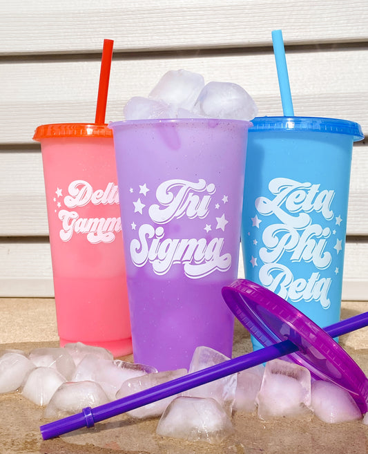Sorority Shop Cups - Glitter Color Changing Cup 4-Pack