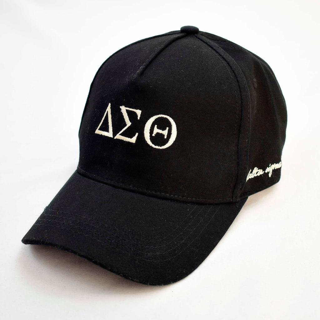 Delta Sigma Theta Baseball Cap- Brushed Cotton 5-Panel Black Hat