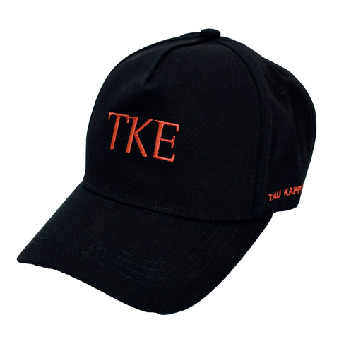 Tau Kappa Epsilon Baseball Cap- Brushed Cotton 5-Panel Black Hat