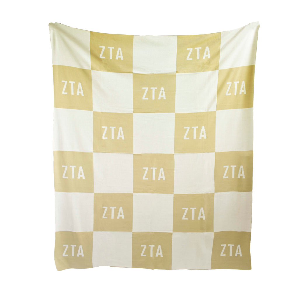 Zeta Tau Alpha Blanket - Acrylic Knit Checkered Blanket