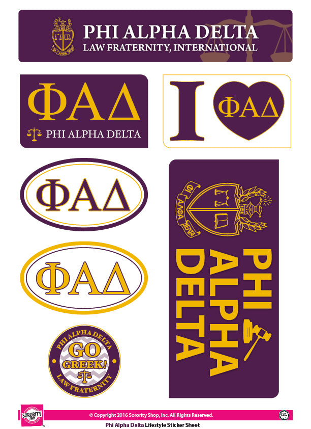 Phi Alpha Delta Law Fraternity Stickers