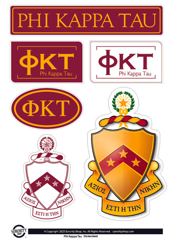 Phi Kappa Tau Fraternity Sticker Sheet- Brand Focus