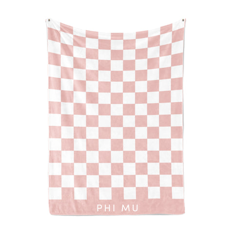Phi Mu Thick Blanket, Stylish Checkered Blanket 50 in X 62 in