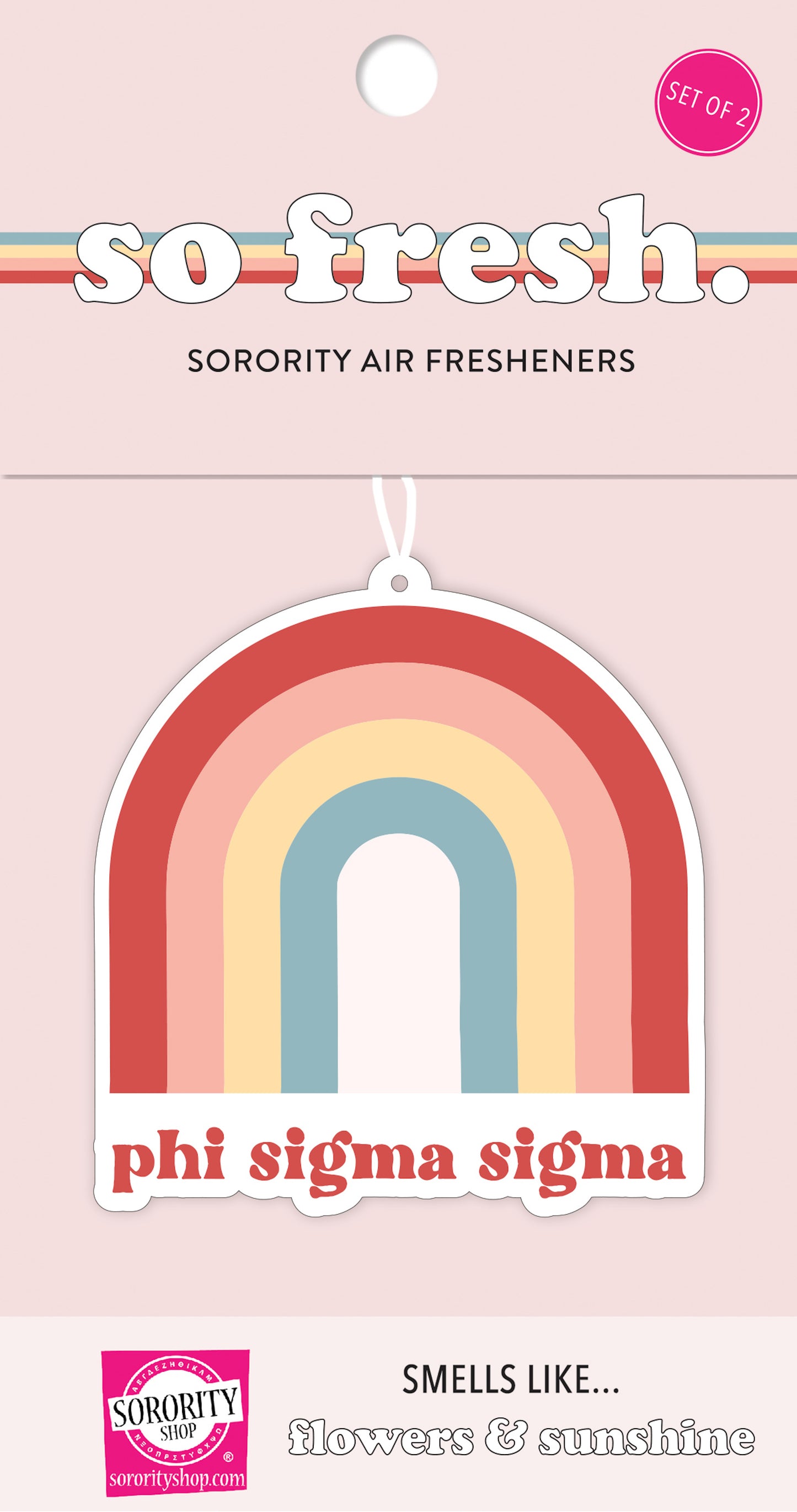 Phi Sigma Sigma Rainbow Retro Air Freshener - Flowers & Sunshine Scent