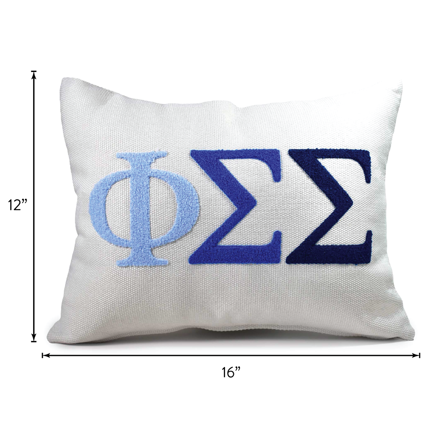 Phi Sigma Sigma Pillow – Embroidered Plush Greek Letters Design