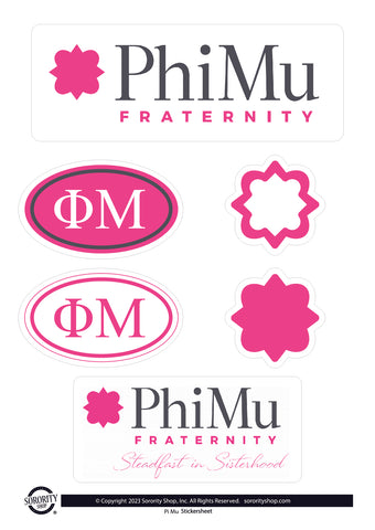 Phi Mu Sorority Sticker Sheet- Brand Focus