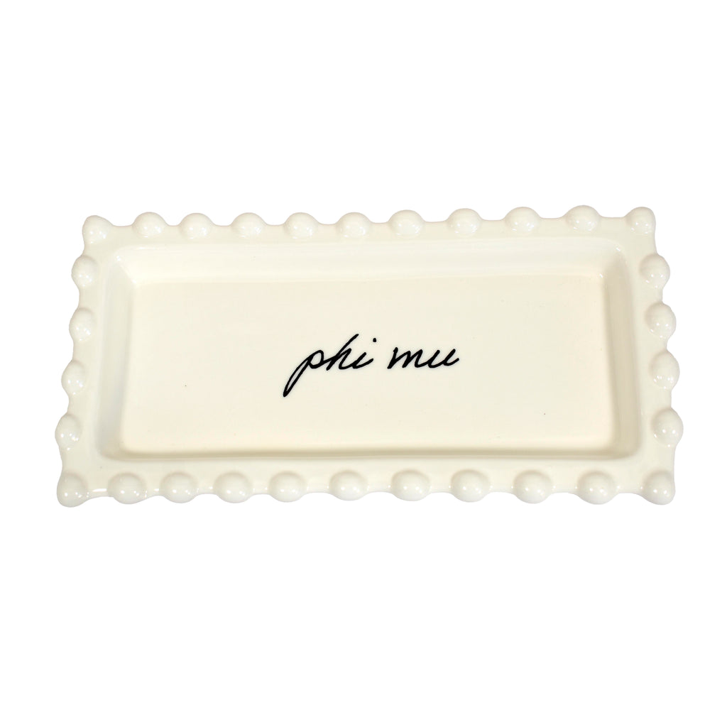 Phi Mu Jewelry Dish - Rectangular Cursive Script Sorority Name