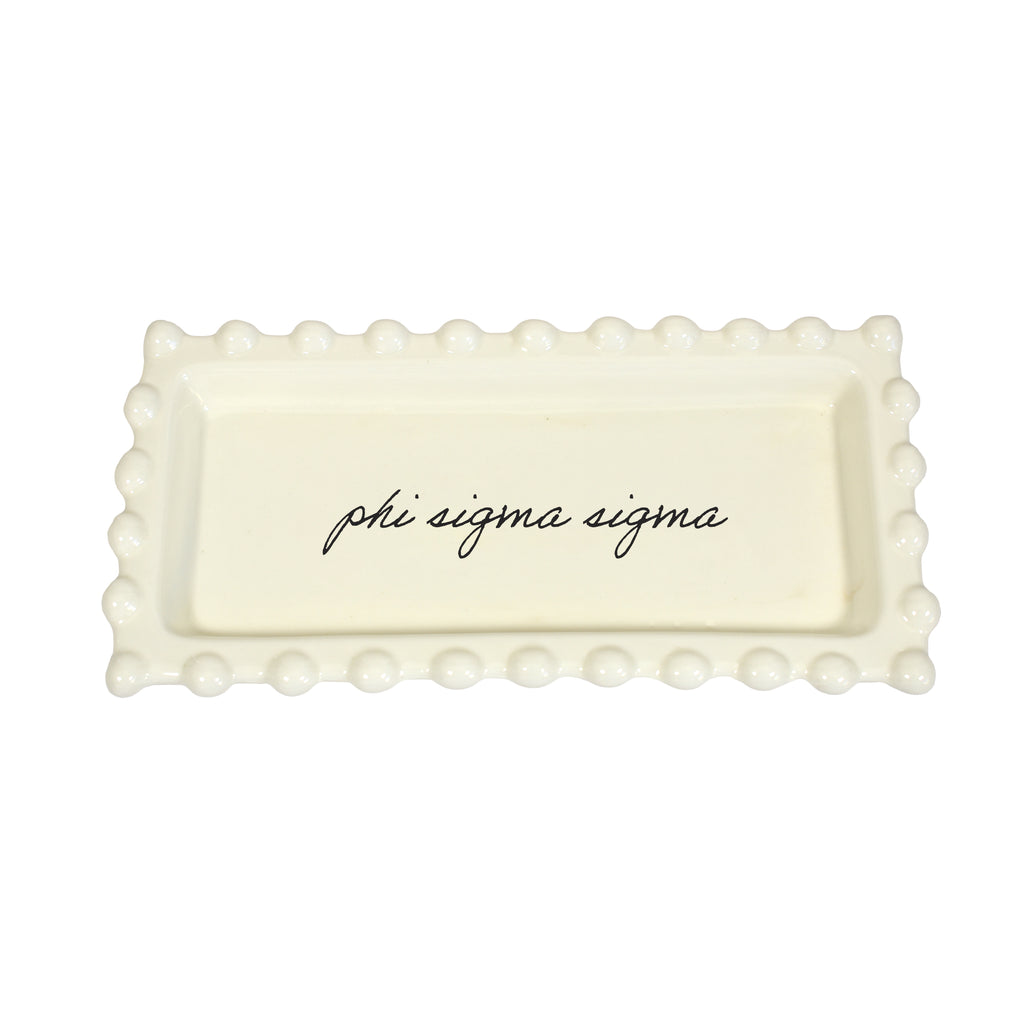 Phi Sigma Sigma Jewelry Dish - Rectangular Cursive Script Sorority Name