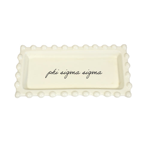 Phi Sigma Sigma Jewelry Dish - Rectangular Cursive Script Sorority Name