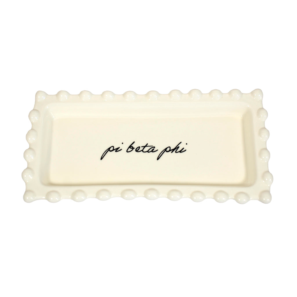 Pi Beta Phi Jewelry Dish - Rectangular Cursive Script Sorority Name