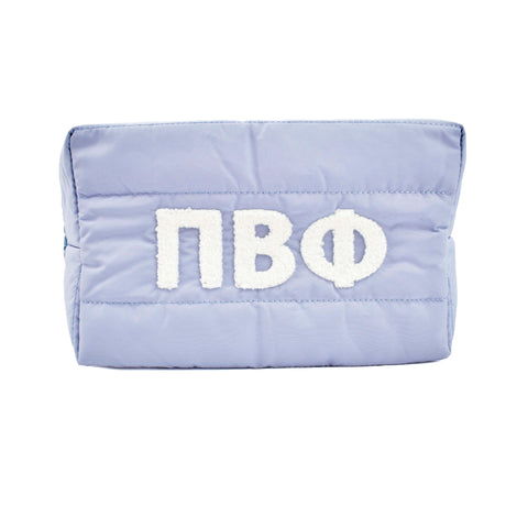 Pi Beta Phi Makeup Bag - Puffer Style with Sorority Letters