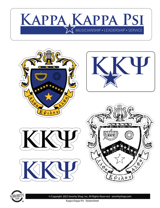 Kappa Kappa Psi Fraternity Sticker Sheet- Brand Focus
