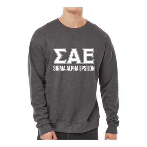 Sigma Alpha Epsilon Sweatshirt- Crewneck Fraternity Varsity Letters Design