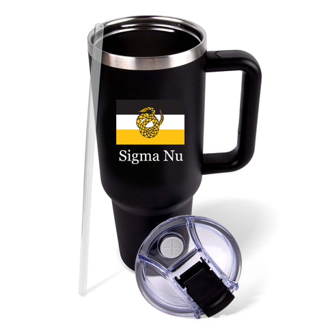 Sigma Nu Fraternity 40oz Stainless Steel Tumbler with Handle