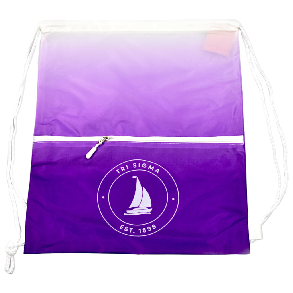 Tri Sigma Drawstring Backpack, Ombre Color Design