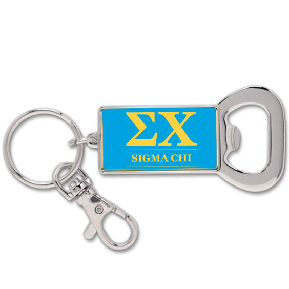 Sigma Chi Fraternity Keychain with Flat Bottle Opener