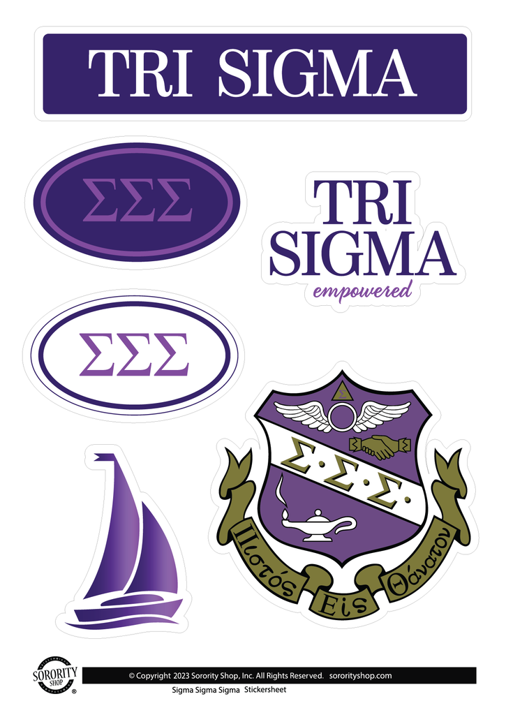Tri Sigma Sorority Sticker Sheet- Brand Focus