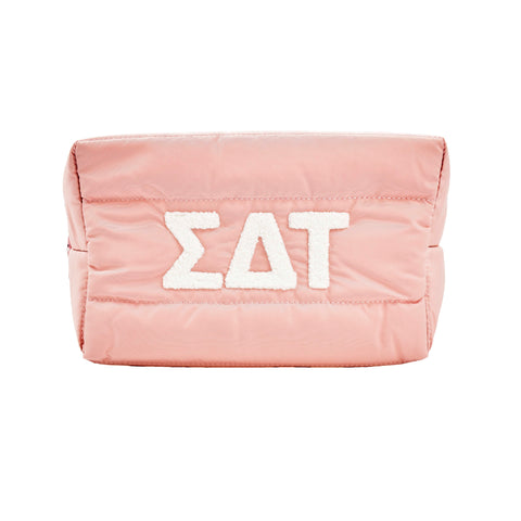 Sigma Delta Tau Makeup Bag - Puffer Style with Sorority Letters