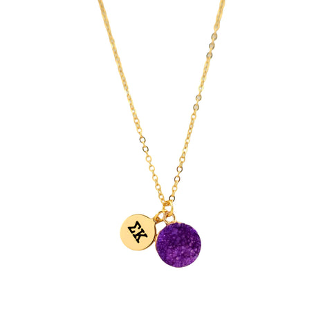 Sigma Kappa Dark Purple Sisterhood Druzy Necklace