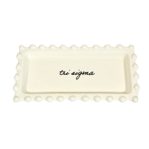 Sigma Sigma Sigma Jewelry Dish - Rectangular Cursive Script Sorority Name