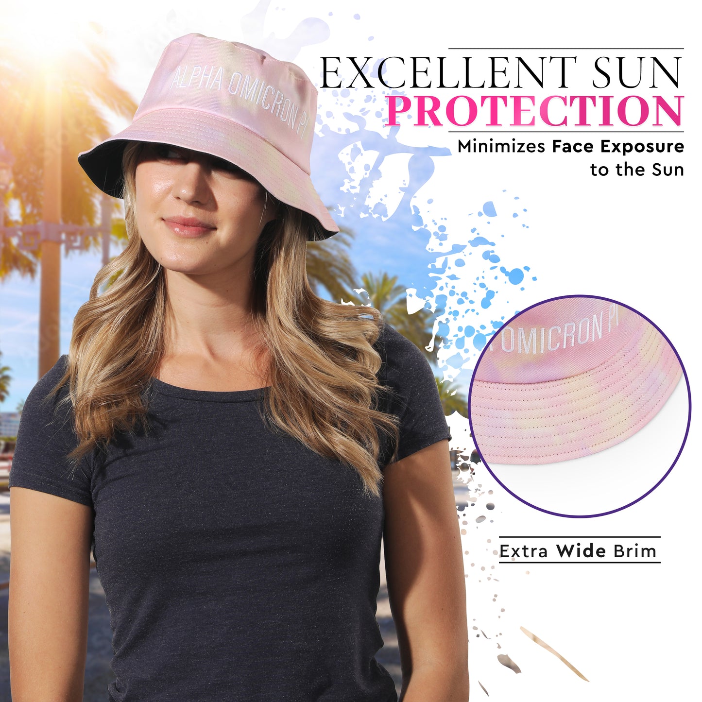 Delta Zeta Bucket Hat - Tie Dye - Embroidered Logo