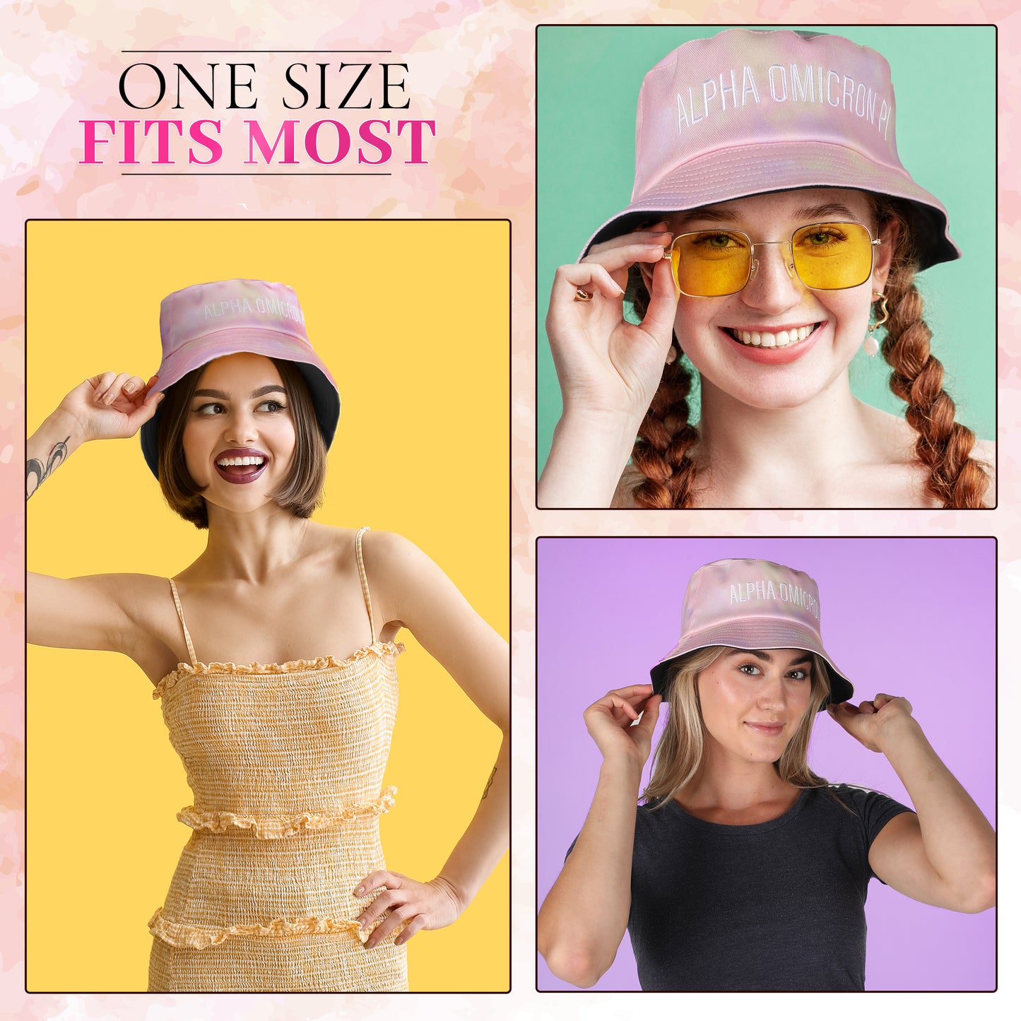 Gamma Phi Beta Bucket Hat - Tie Dye - Embroidered Logo