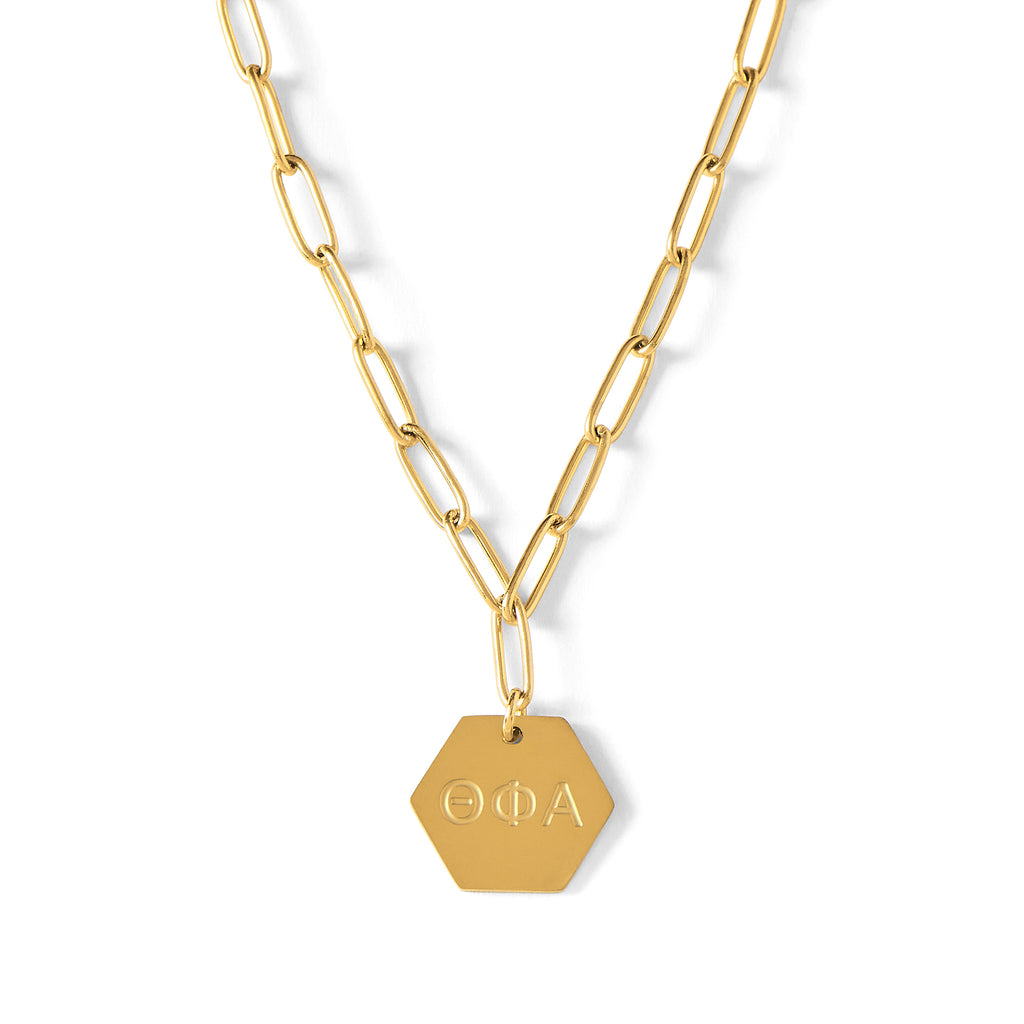 Theta Phi Alpha Paperclip Necklace with Sorority Pendant