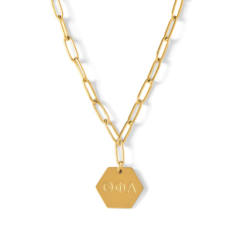 Theta Phi Alpha Paperclip Necklace with Sorority Pendant