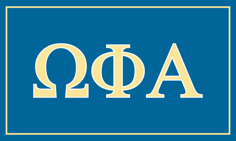 Omega Phi Alpha Sorority Greek Letters Flag, Two-Color Design