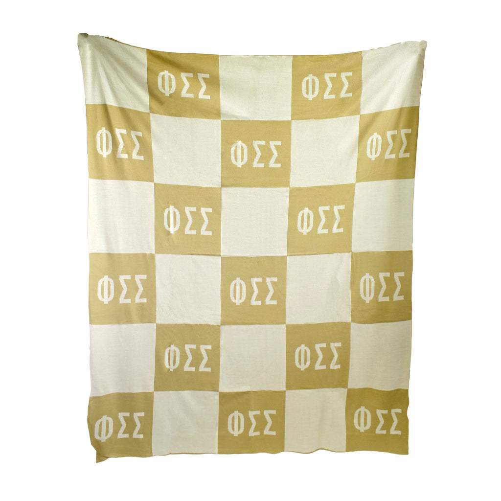 Phi Sigma Sigma Blanket - Acrylic Knit Checkered Blanket