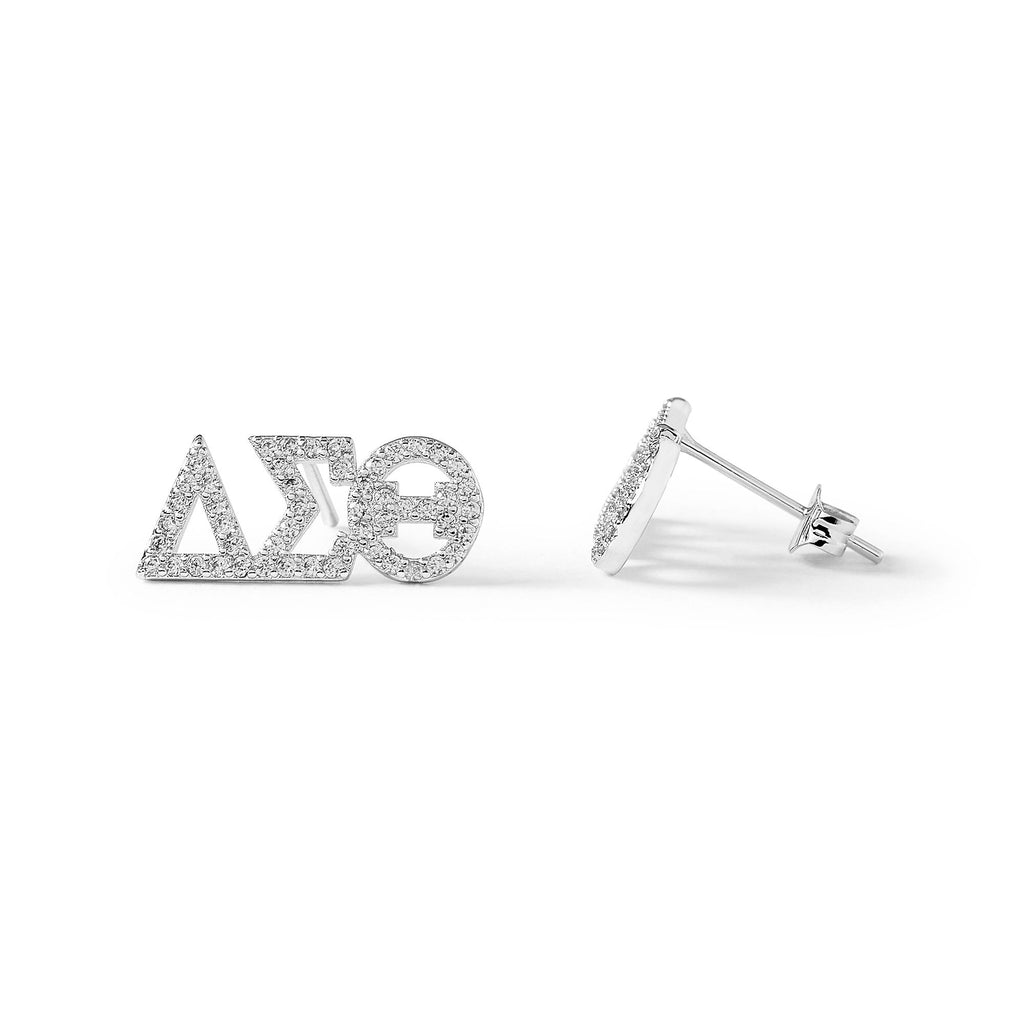 Delta Sigma Theta White Gold Plated Stud Earrings