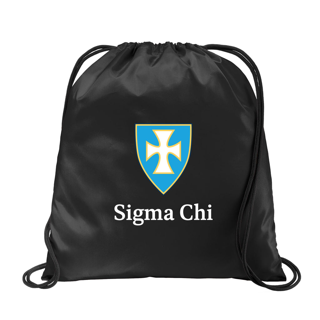 Sigma Chi Fraternity Drawstring Backpack, Black