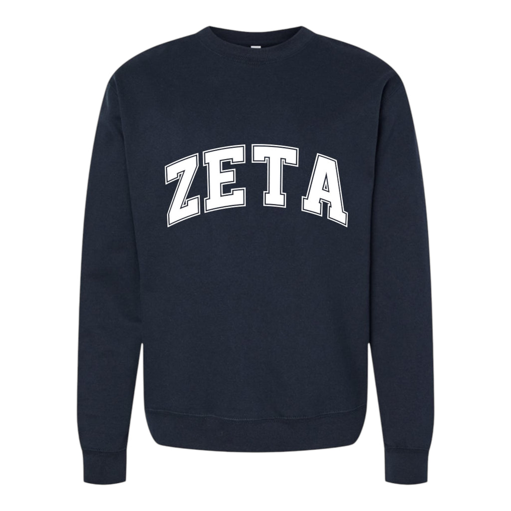 Zeta Tau Alpha Sweatshirt- Crewneck Varsity Letters Design