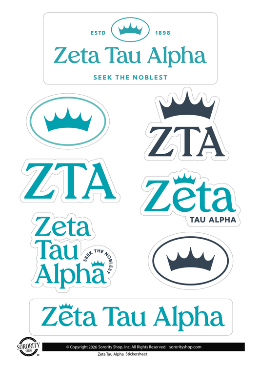 Zeta Tau Alpha Sorority Brand Focus Sticker Sheet