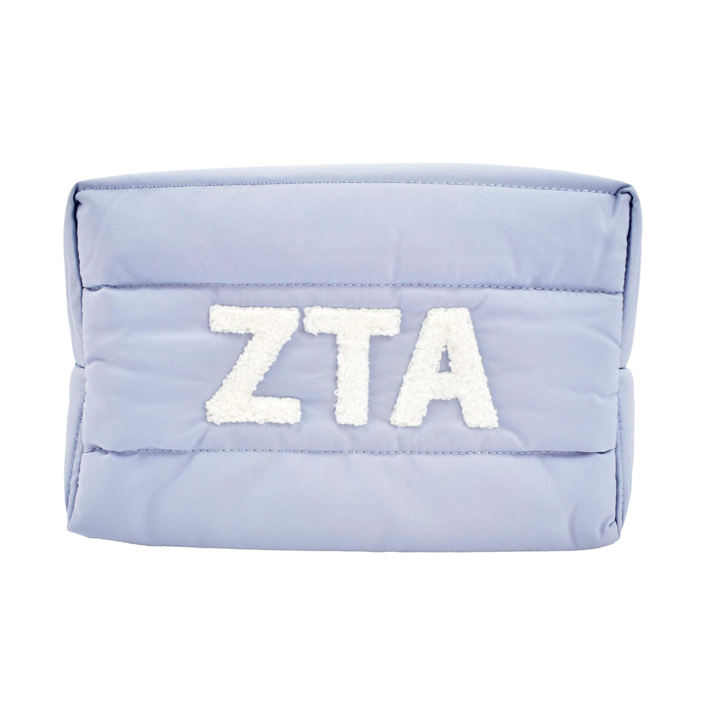 Zeta Tau Alpha Makeup Bag - Puffer Style with Sorority Letters