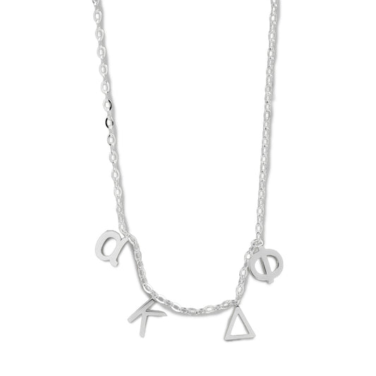 Alpha Kappa Delta Phi Silver Greek Letters Necklace
