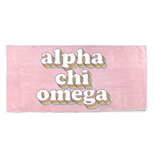 Alpha Chi Omega Plush Retro Beach Towel