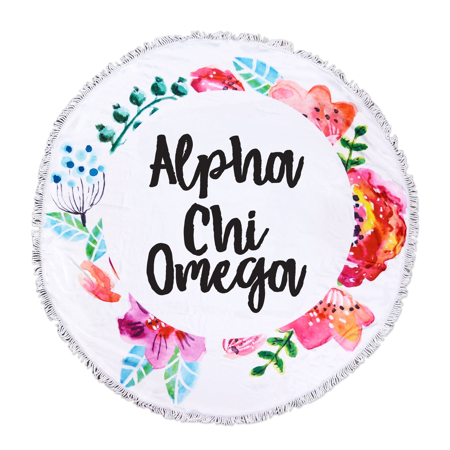 Alpha Chi Omega Floral Fringe Towel Blanket