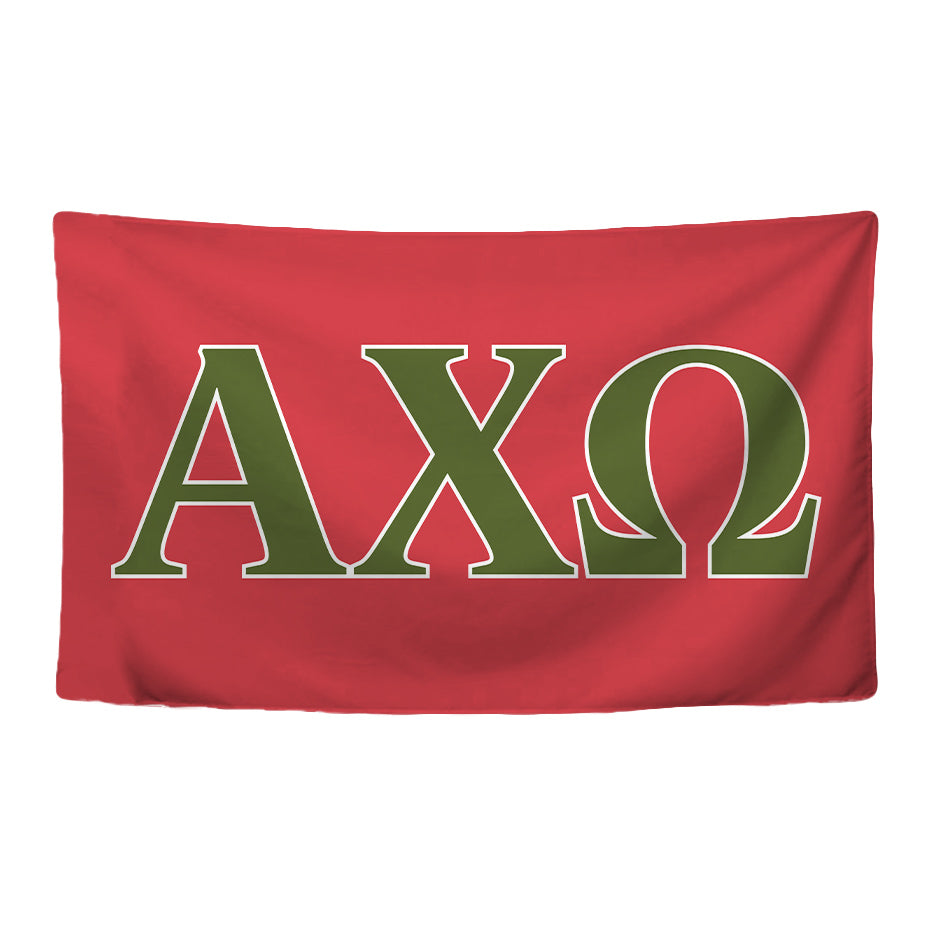 Alpha Chi Omega Sorority Greek Letters Flag, Two-Color Design