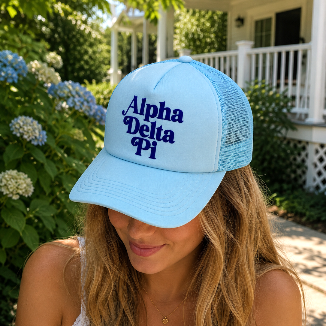 Alpha Delta Pi Baseball Cap, Mesh Trucker-Style Hat
