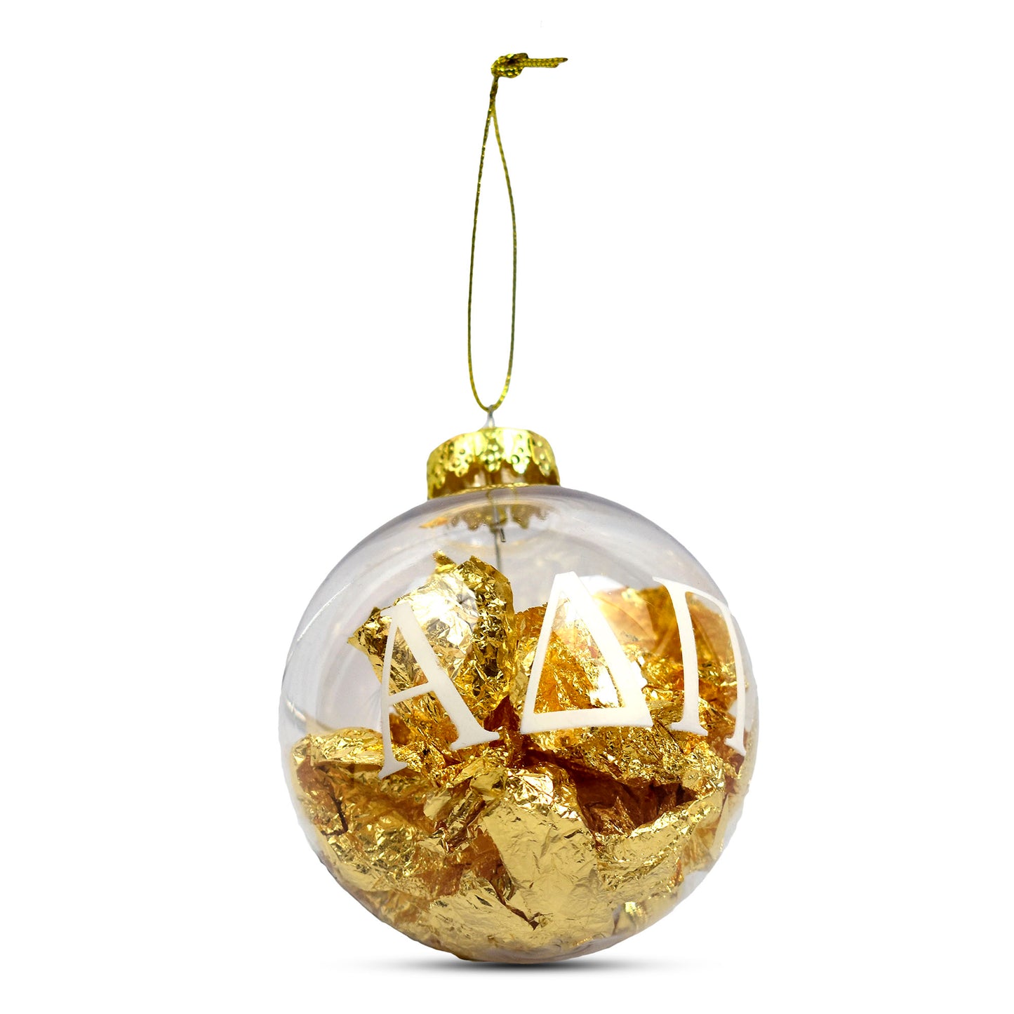 Alpha Delta Pi Ornament - Clear Plastic Ball Ornament with Gold Foil