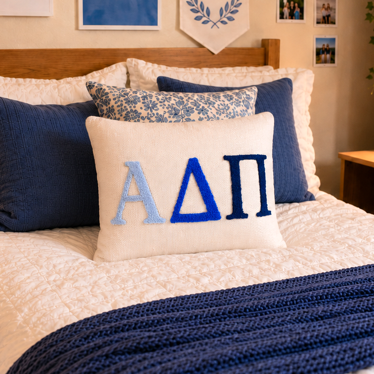 Alpha Xi Delta Pillow – Embroidered Plush Greek Letters Design