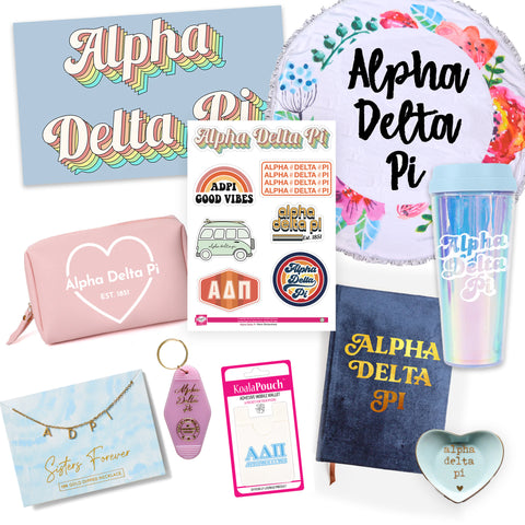 Alpha Delta Pi Celebrate Sisterhood Sorority Gift Box- 10 unique items