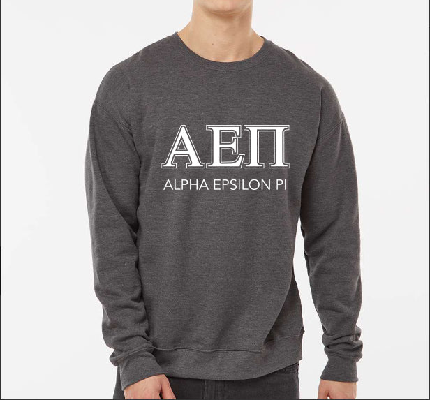 Alpha Epsilon Pi Sweatshirt- Crewneck Fraternity Varsity Letters Design