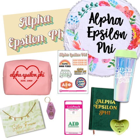 Alpha Epsilon Phi Celebrate Sisterhood Sorority Gift Box- 10 unique items
