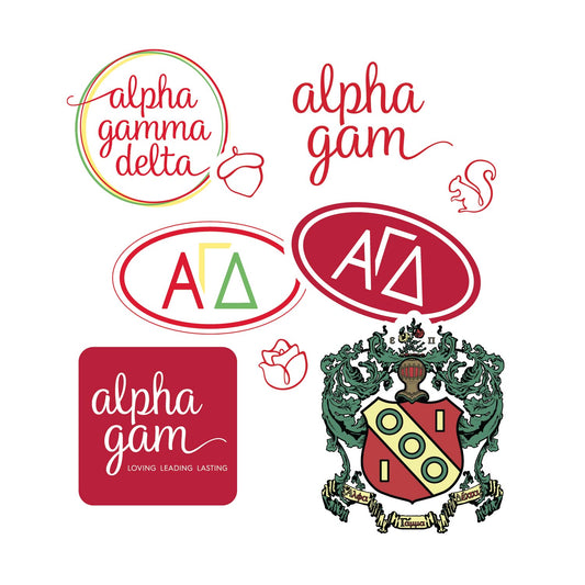 Alpha Gamma Delta Sorority Sticker Sheet- Brand Focus