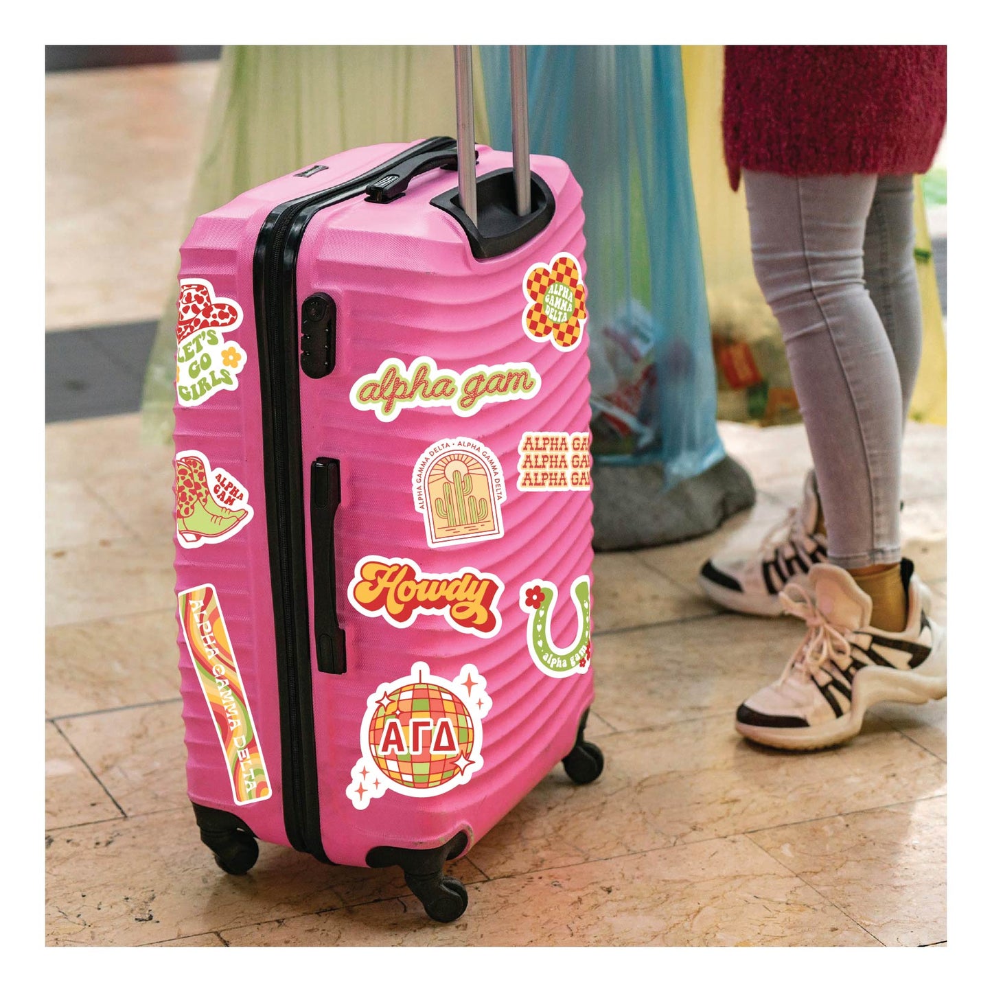 Alpha Gamma Delta Sticker Sheet - Western Disco Design