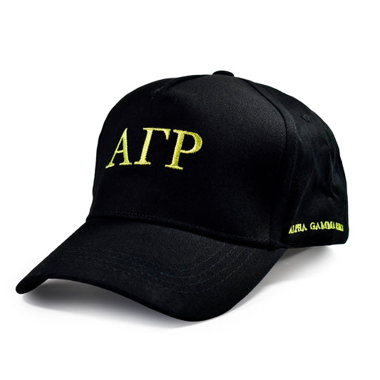 Alpha Gamma Rho Fraternity Baseball Cap- Brushed Cotton 5-Panel Black Hat