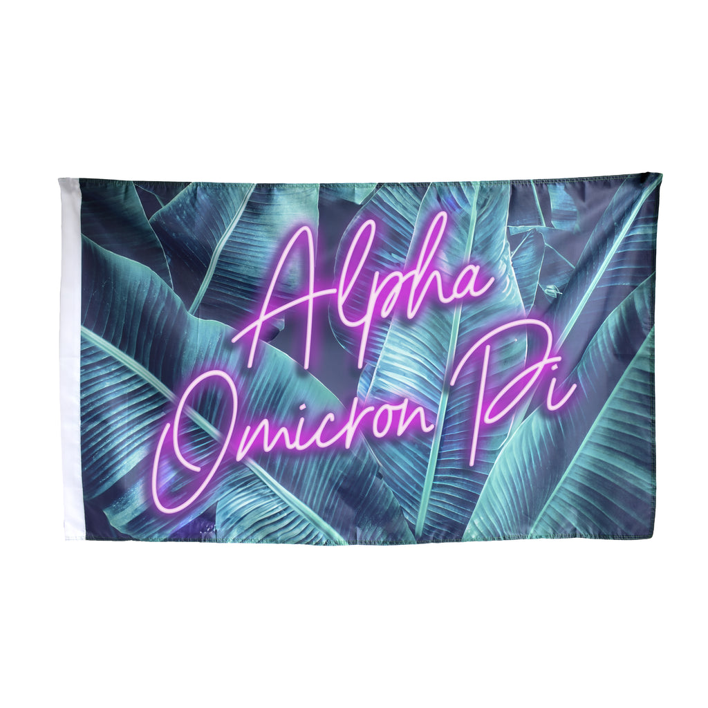 Alpha Omicron Pi Neon Palm Flag